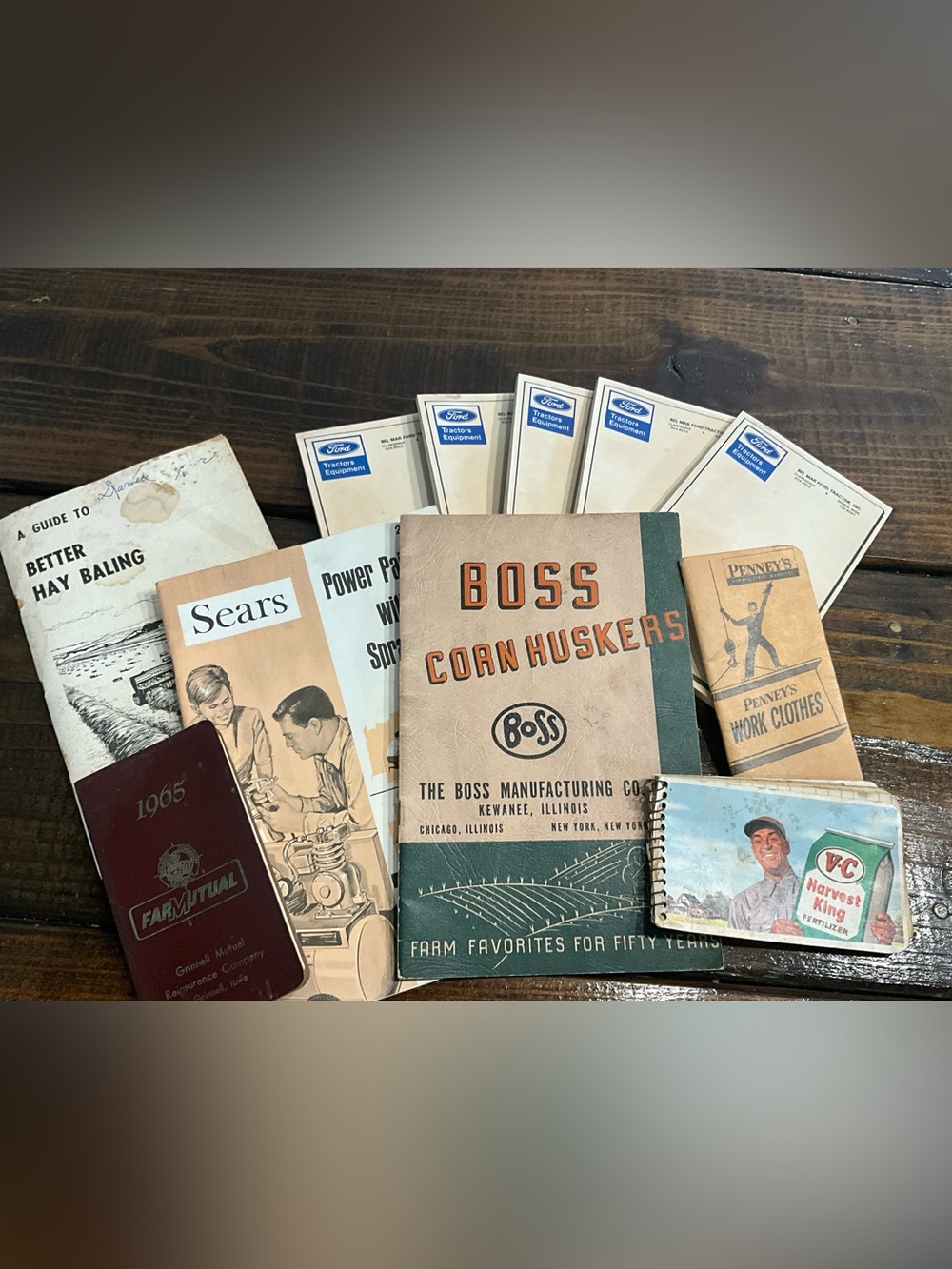 Vintage Assorted Lot of Farm Pamphlets Notebooks Ford Boss Sears Used